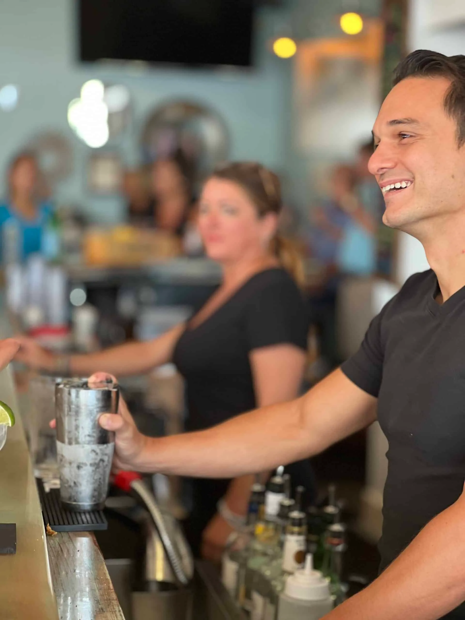 Hurricane Hanks Bartender Smiling Anna Maria nightlife