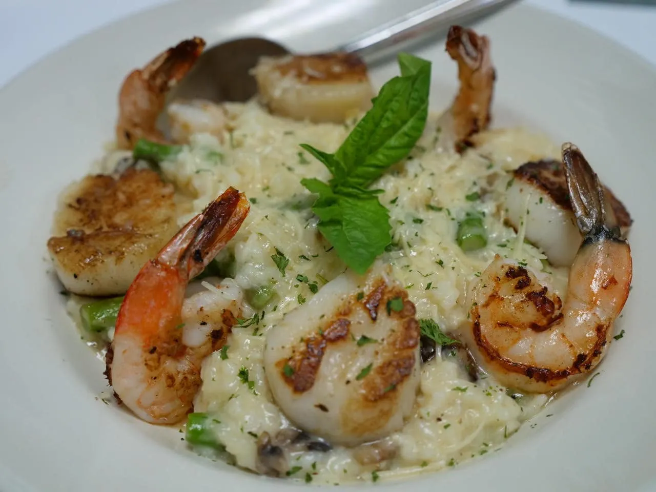 Best Shrimp & Scallops Risotto and Filet Mignon on Anna Maria Island: Hurricane Hanks Holmes Beach Dinner Favorite